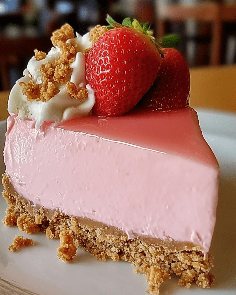 Gâteau au fromage rose croustillant aux fraises