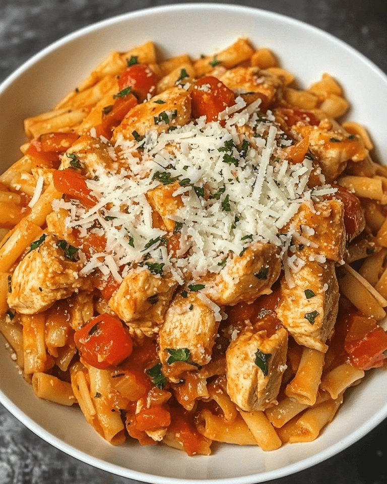 Pâtes au poulet, à l’ail et au parmesan