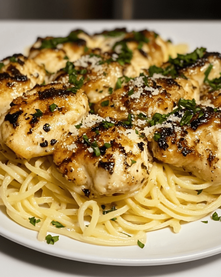 Pâtes linguine au poulet parmesan à l’ail et au beurre citronné
