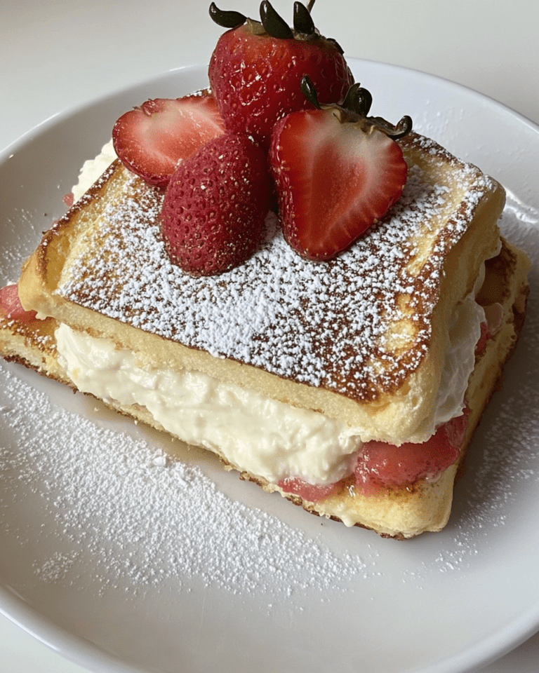 Pain Perdu Farci à la Crème de Fromage et aux Fraises