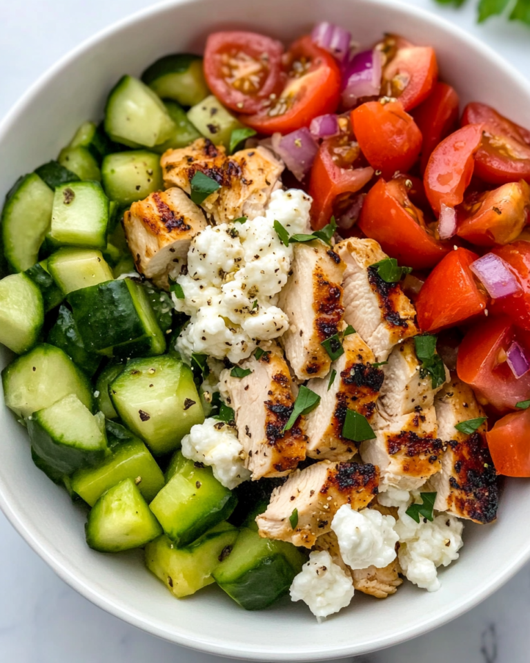 Bol de poulet grec au fromage cottage