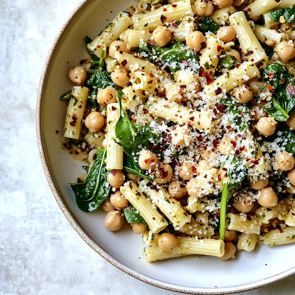 Spicy Garlic Spinach Pasta with Chickpeas