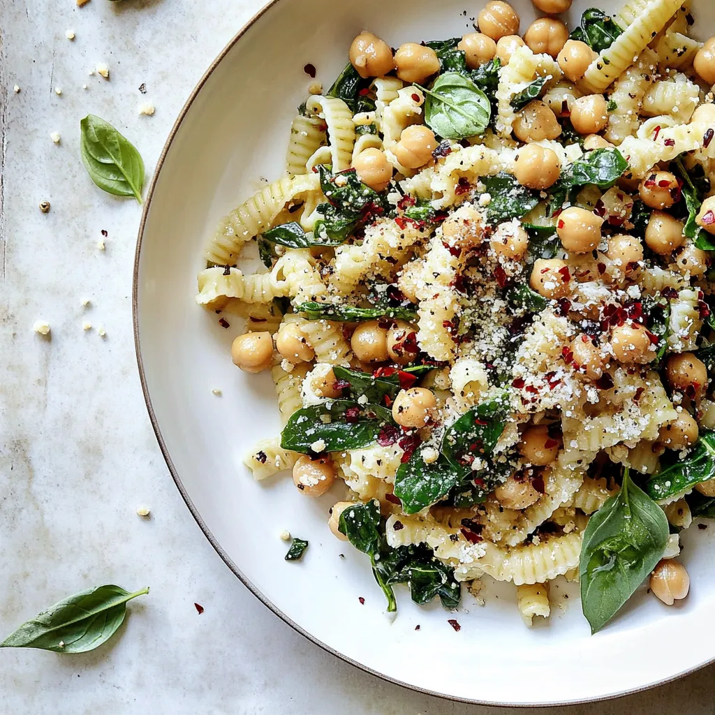 Spicy Garlic Spinach Pasta with Chickpeas