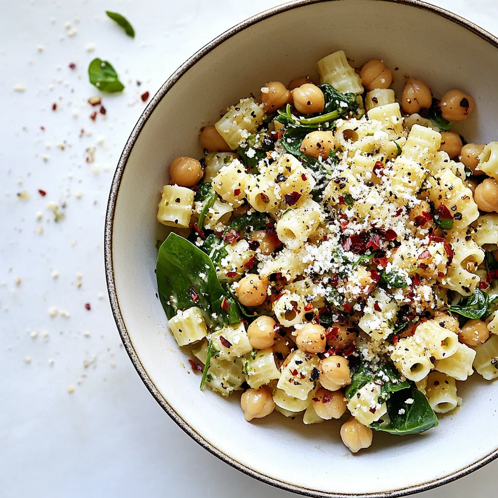 Spicy Garlic Spinach Pasta with Chickpeas