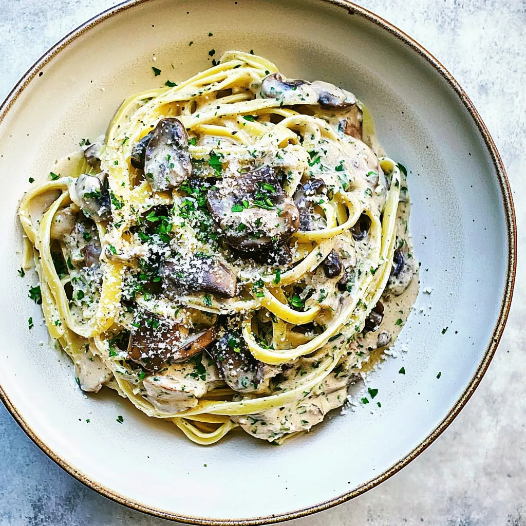 Garlic Butter Mushroom and Goat Cheese Fettuccine