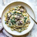 Garlic Butter Mushroom and Goat Cheese Fettuccine
