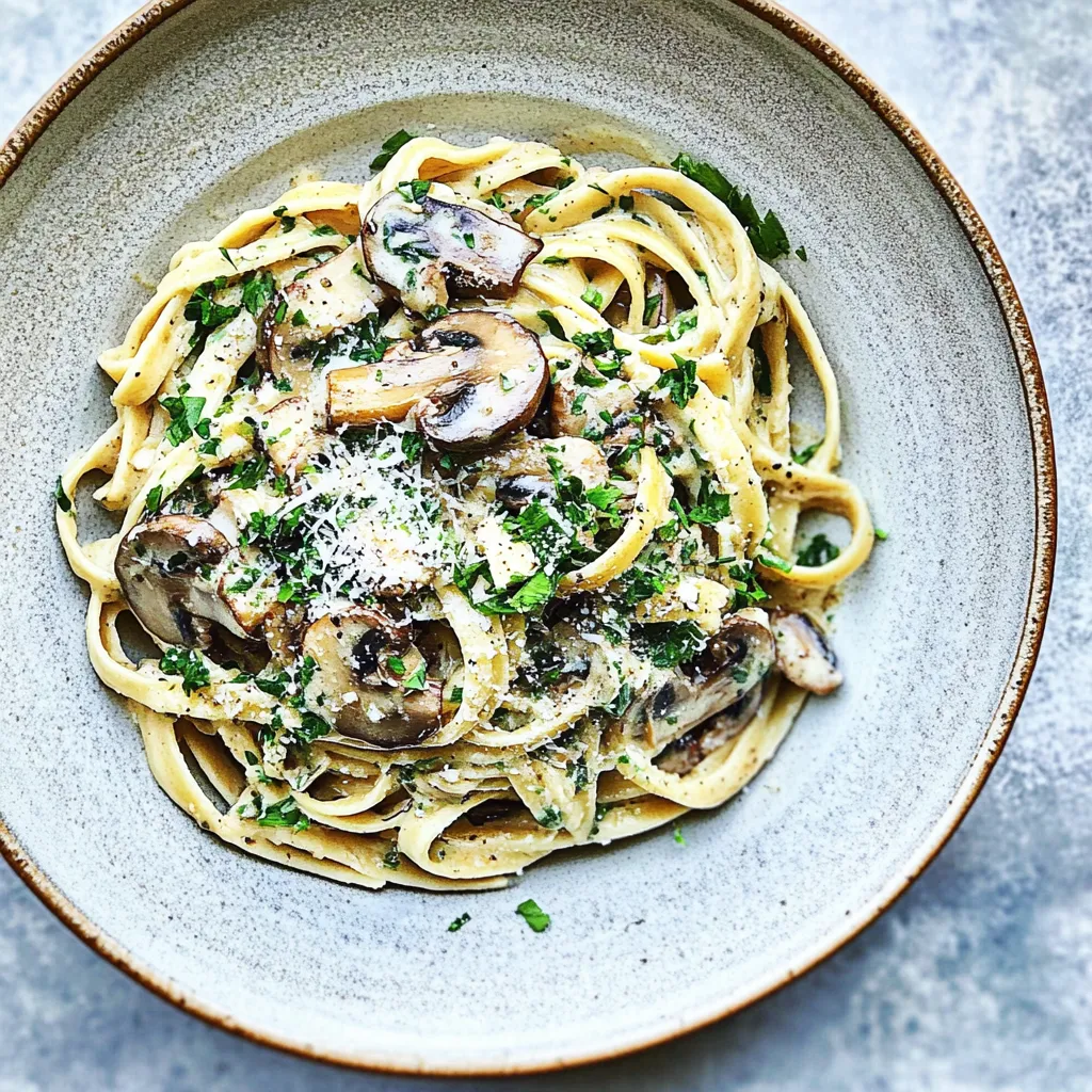 Garlic Butter Mushroom and Goat Cheese Fettuccine