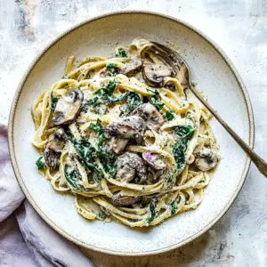 Garlic Butter Mushroom and Goat Cheese Fettuccine