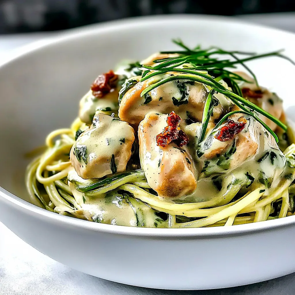 Avocado Alfredo Zoodles With Chicken