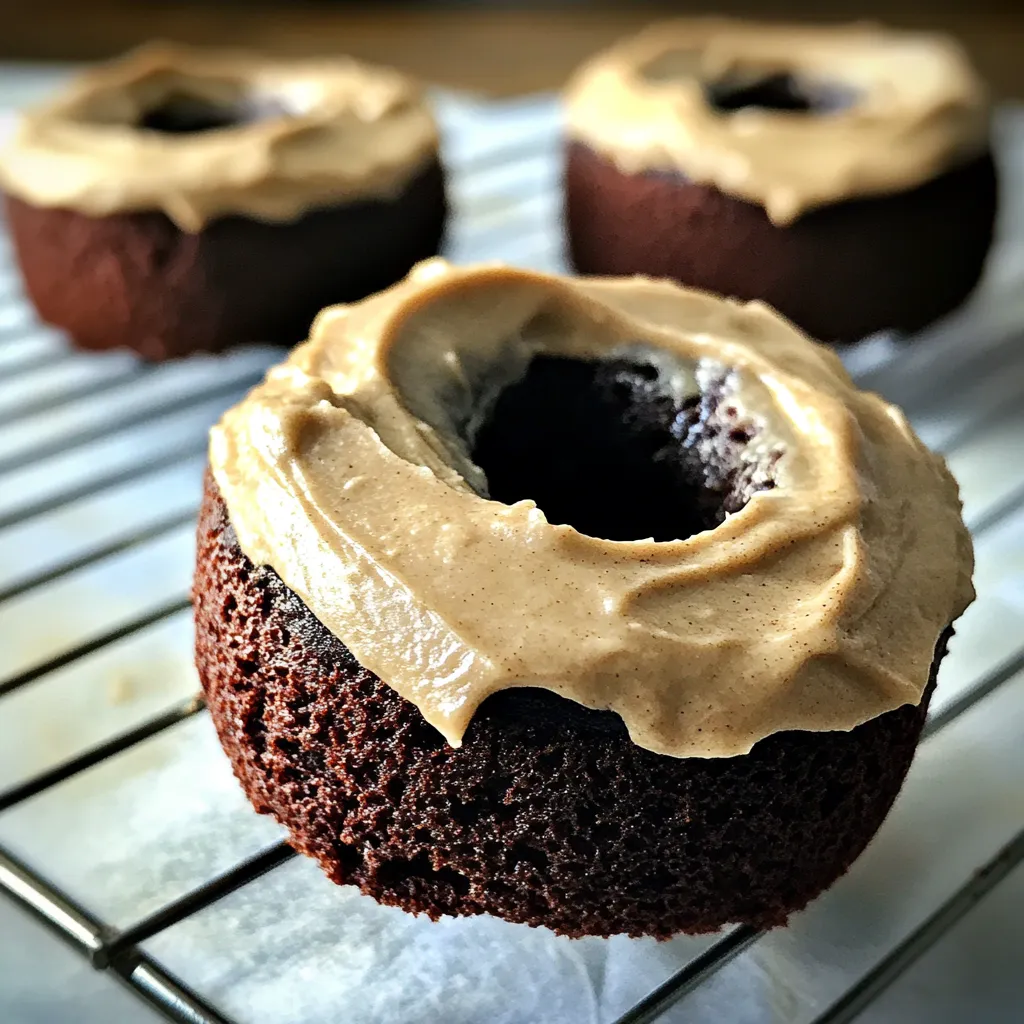 Brownie Donuts with Fluffy Peanut Butter Frosting