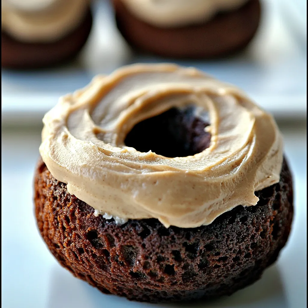 Brownie Donuts with Fluffy Peanut Butter Frosting