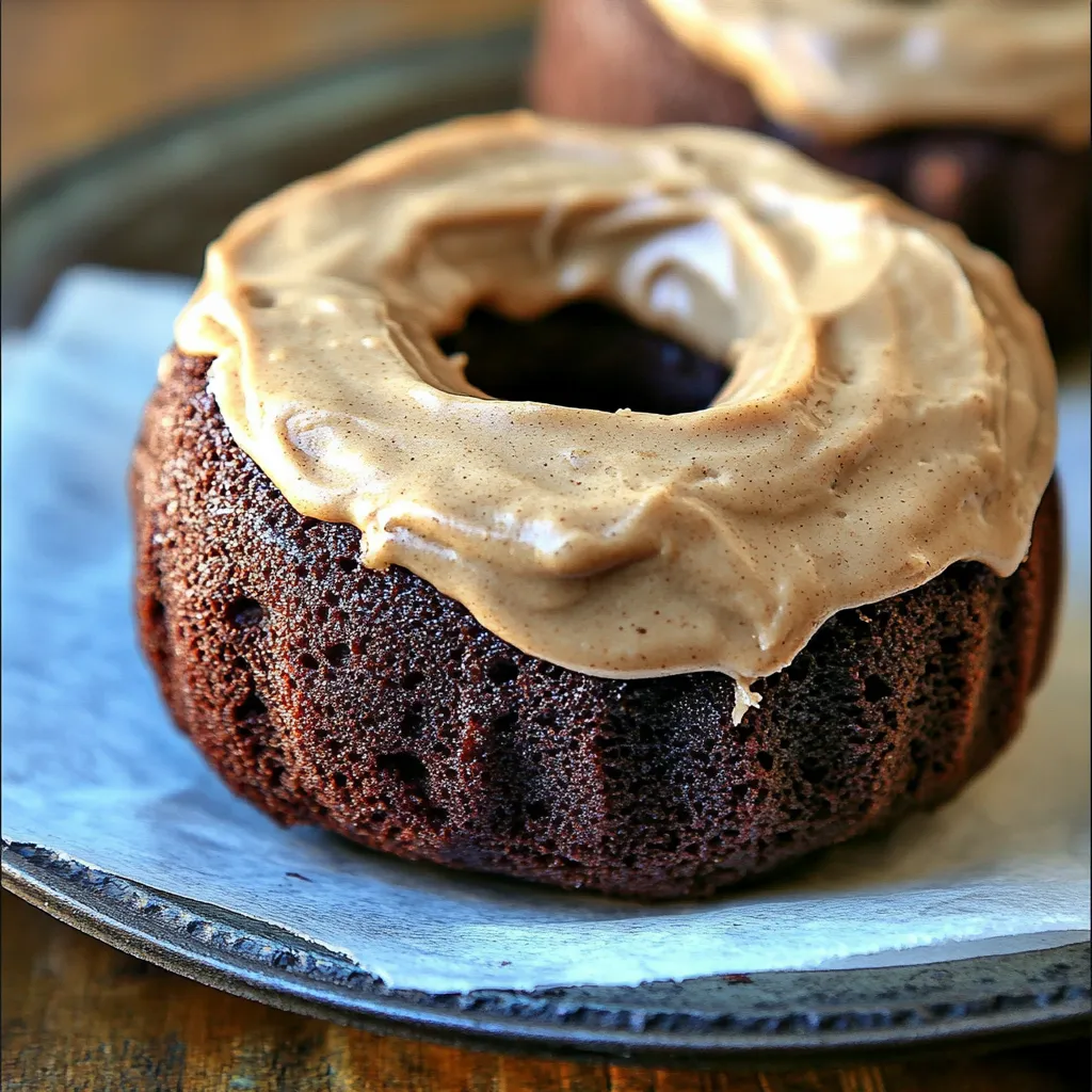 Brownie Donuts with Fluffy Peanut Butter Frosting