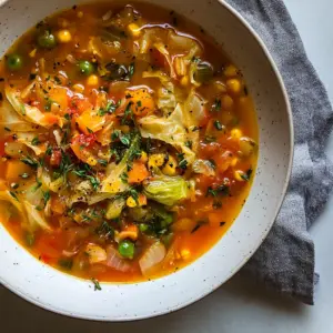 Cabbage Garlic Veggie Soup