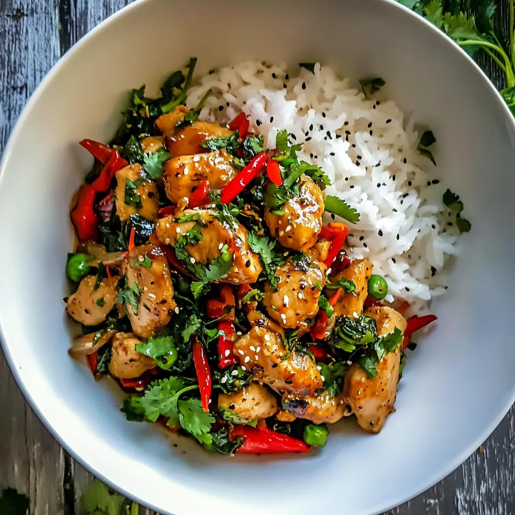 Chicken Stir Fry With Coriander And Spicy Sweet Sauce
