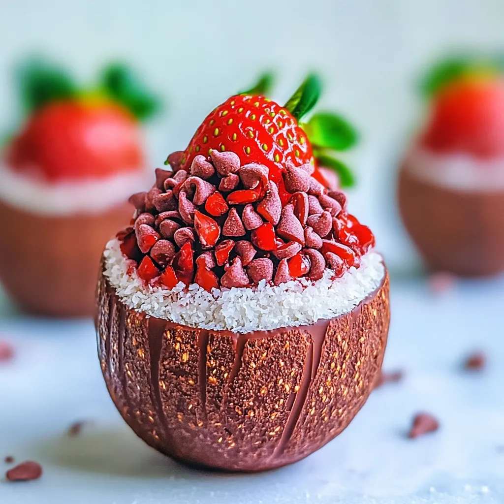 Coconut Chocolate Mousse Filled Strawberries
