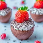 Coconut Chocolate Mousse Filled Strawberries