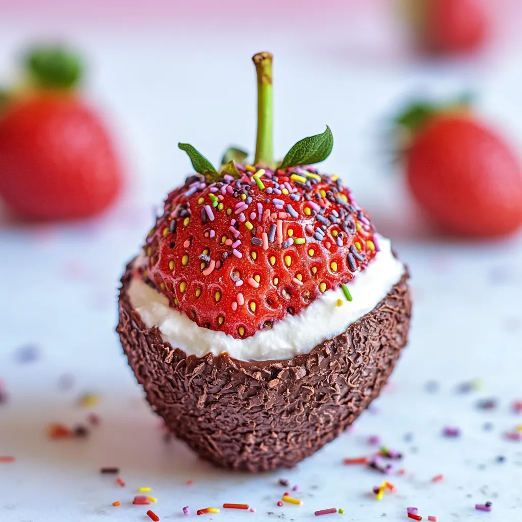 Coconut Chocolate Mousse Filled Strawberries