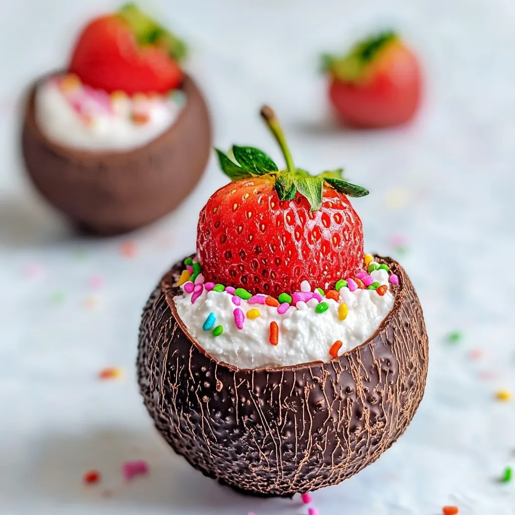 Coconut Chocolate Mousse Filled Strawberries