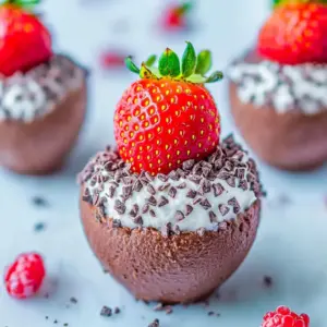 Coconut Chocolate Mousse Filled Strawberries