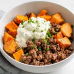 Cottage Cheese Sweet Potato Beef Bowl