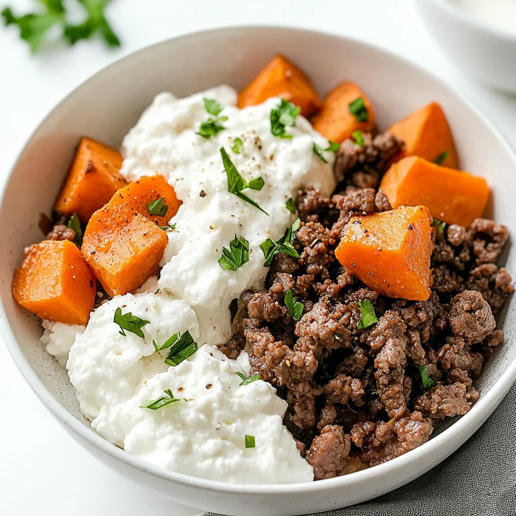 Cottage Cheese Sweet Potato Beef Bowl