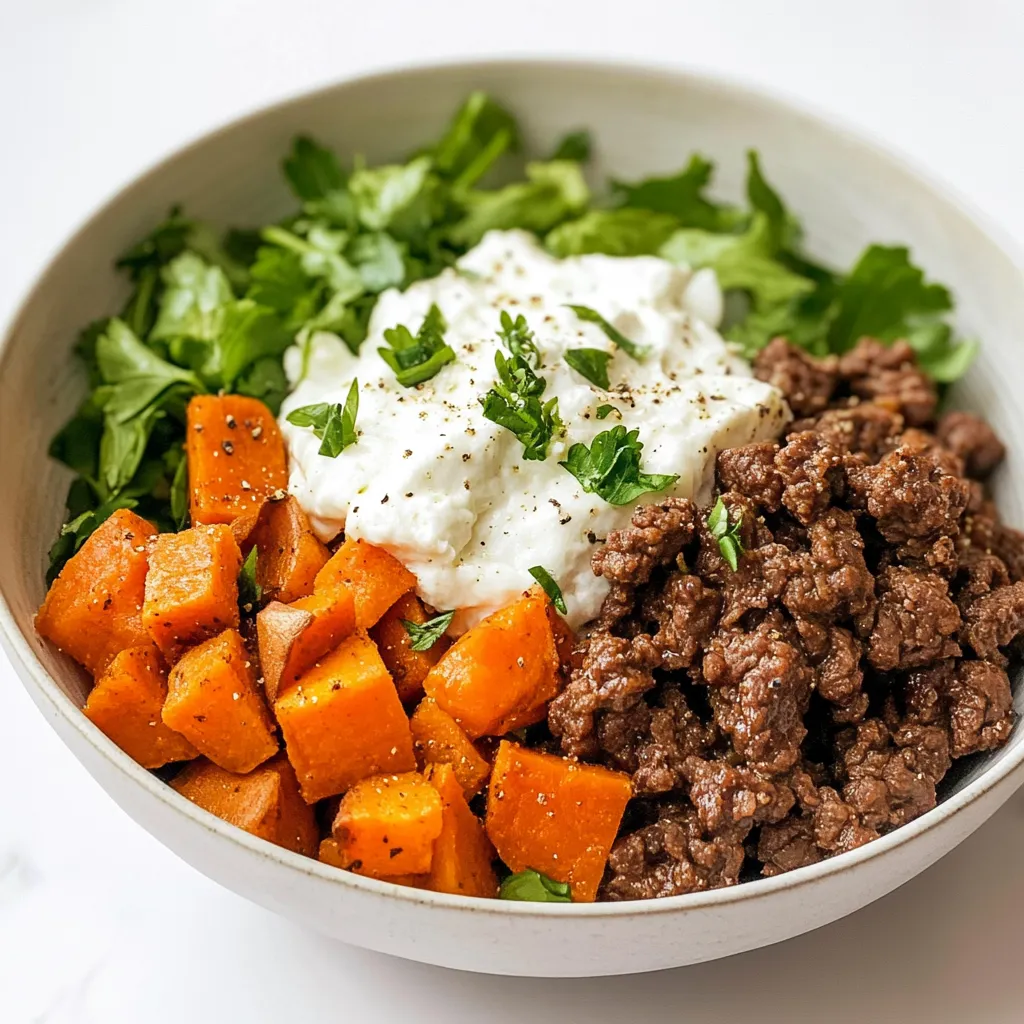Cottage Cheese Sweet Potato Beef Bowl