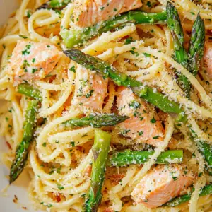 Creamy Salmon and Asparagus Pasta