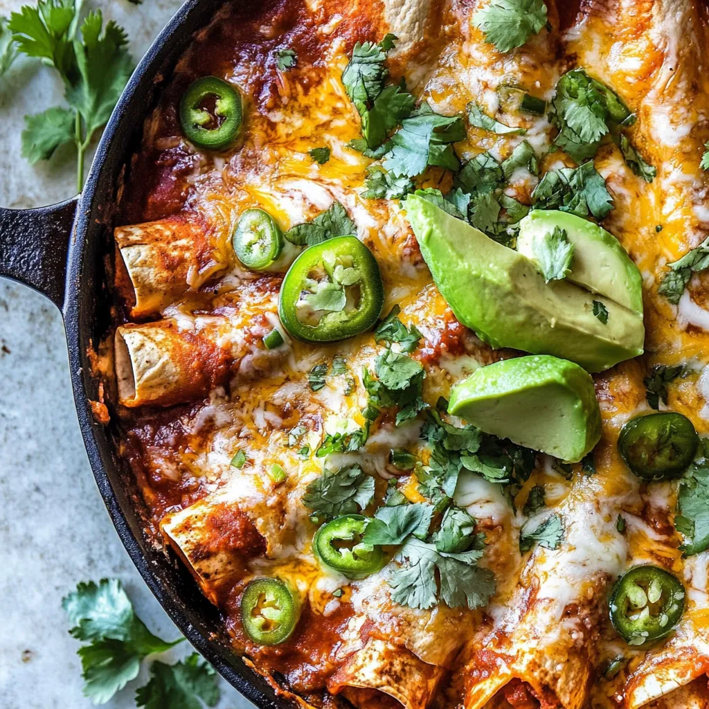 Easy Skillet Chicken Tinga Enchiladas