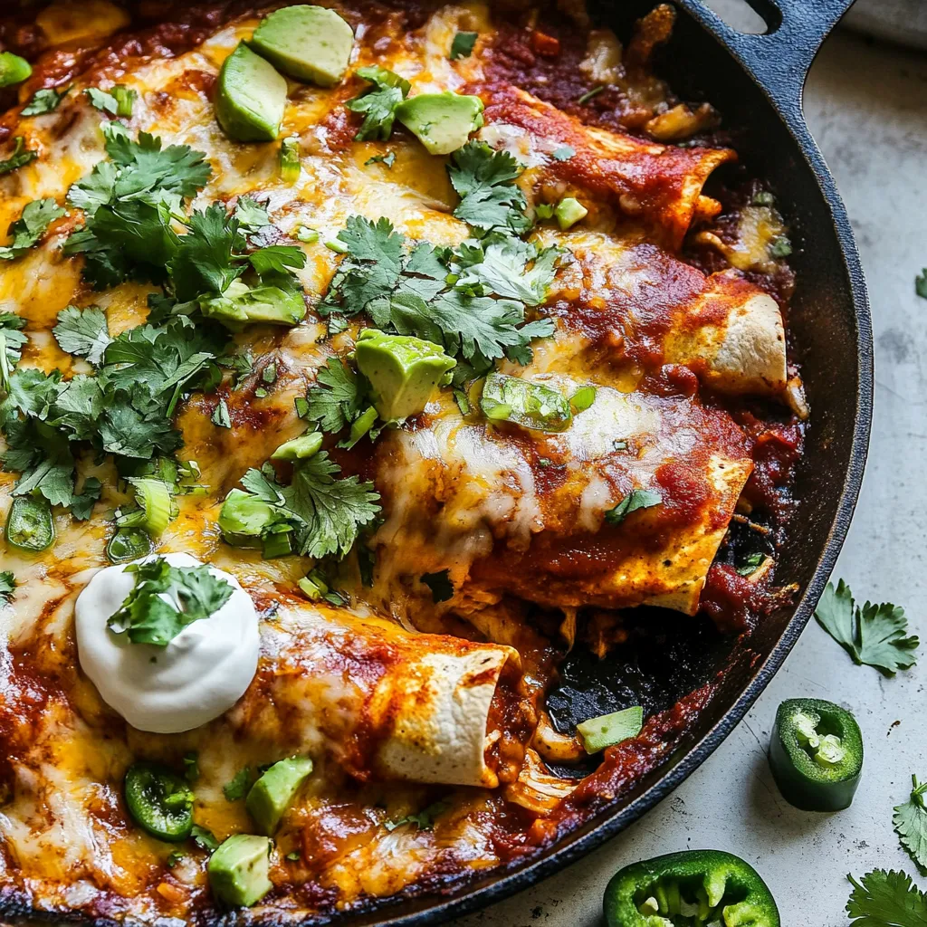 Easy Skillet Chicken Tinga Enchiladas