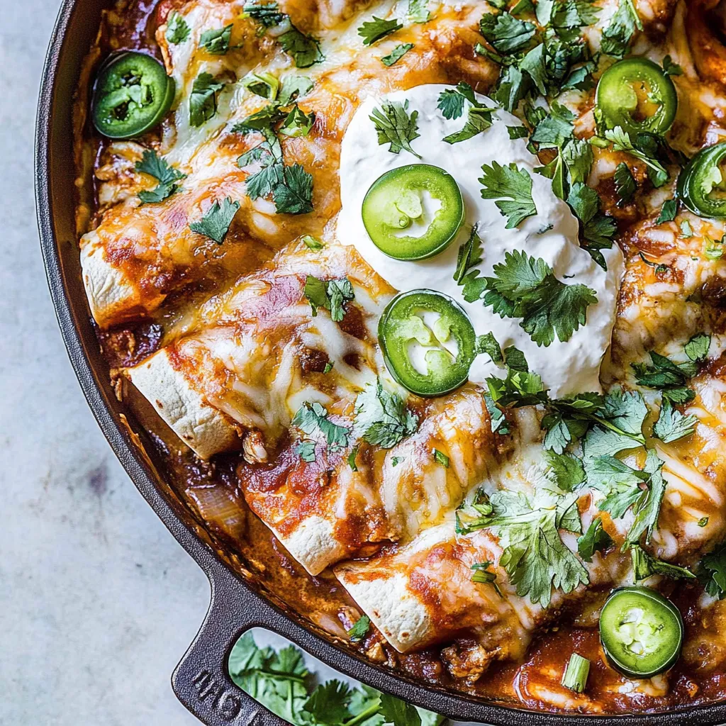 Easy Skillet Chicken Tinga Enchiladas