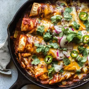 Easy Skillet Chicken Tinga Enchiladas