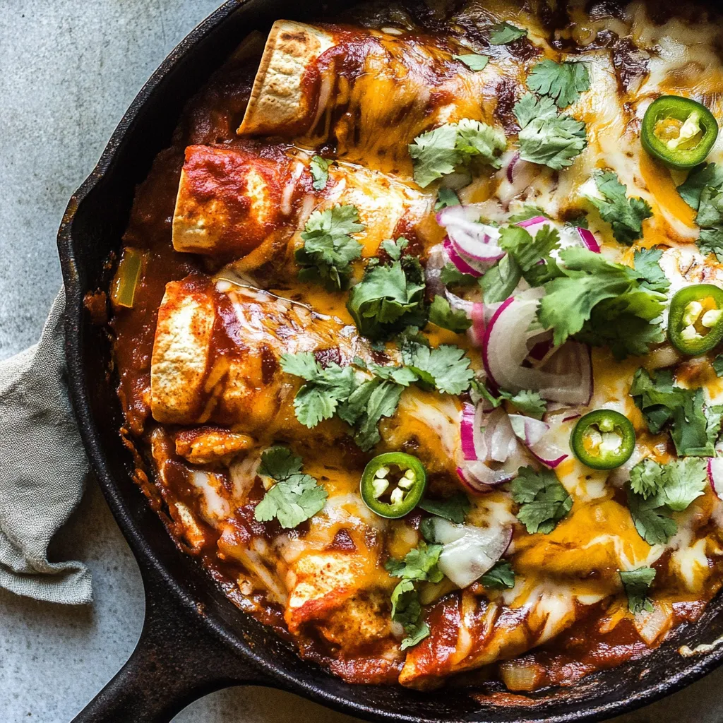 Easy Skillet Chicken Tinga Enchiladas
