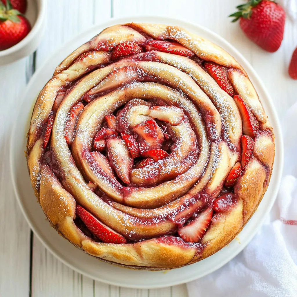 Giant Strawberry Cinnamon Roll Cake