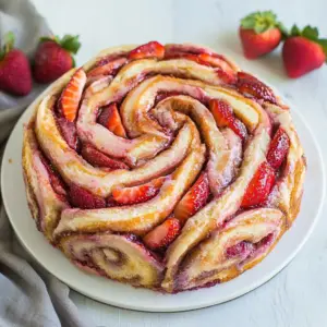 Giant Strawberry Cinnamon Roll Cake