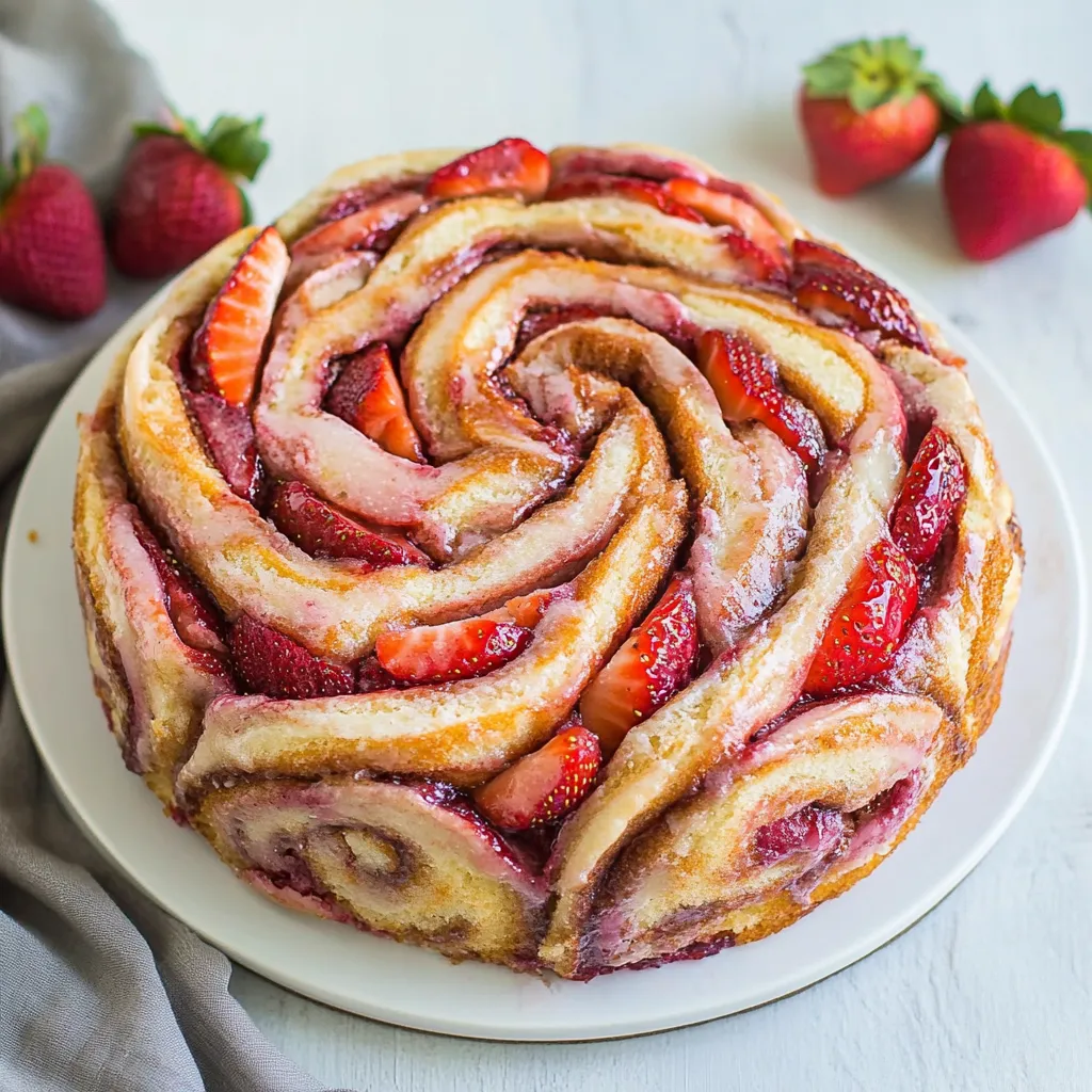 Giant Strawberry Cinnamon Roll Cake