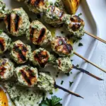 Grilled Herb Hummus Chicken Kebabs