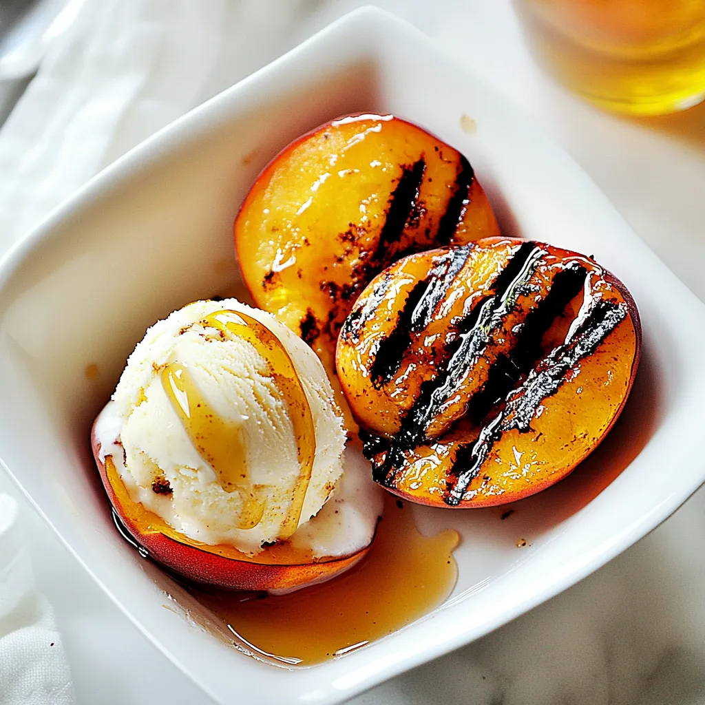 Grilled Peaches with Honey and Ice Cream
