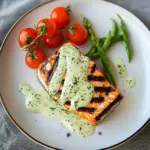 Grilled Salmon with Creamy Pesto Sauce