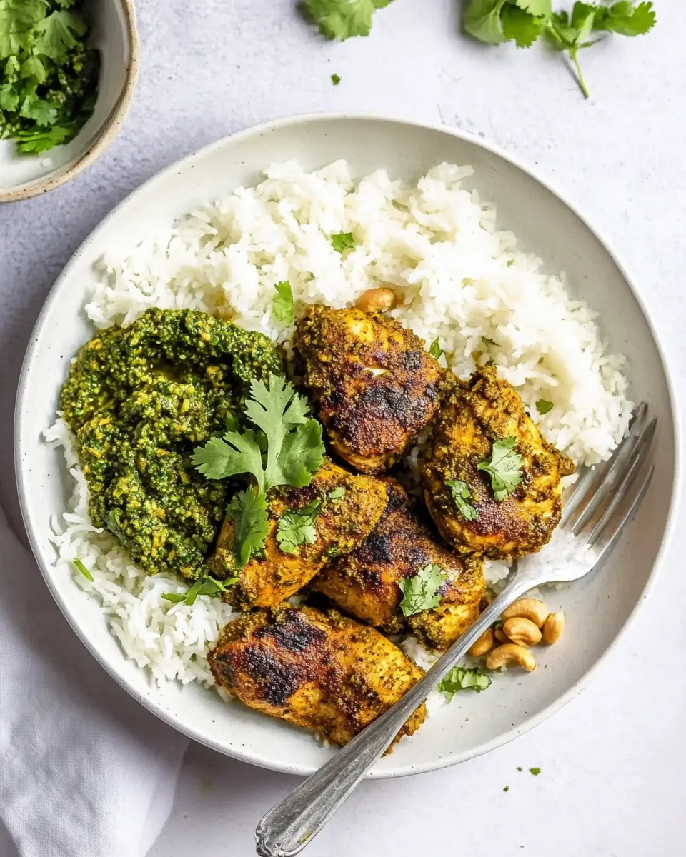 Indian Spiced Chicken With Cashew Cilantro Pesto
