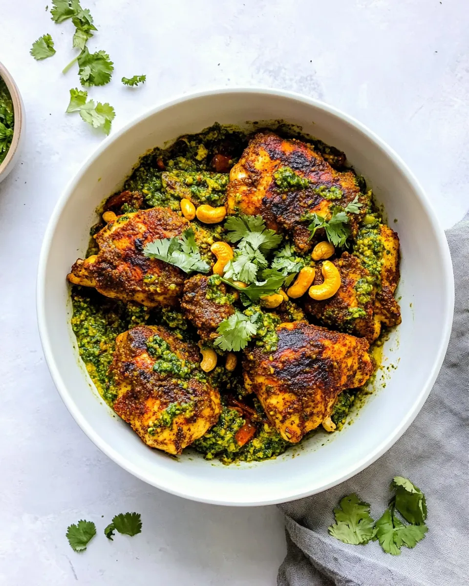 Indian Spiced Chicken With Cashew Cilantro Pesto