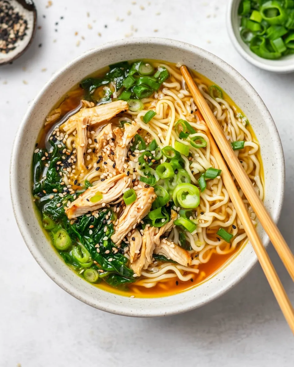 Instant Pot Healthy Chicken and Spinach Ramen Noodle Bowl