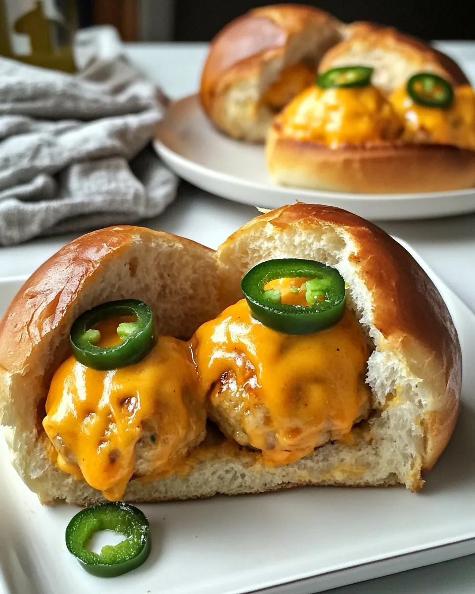 Jalapeño Cheddar Chicken Meatball Sandwiches
