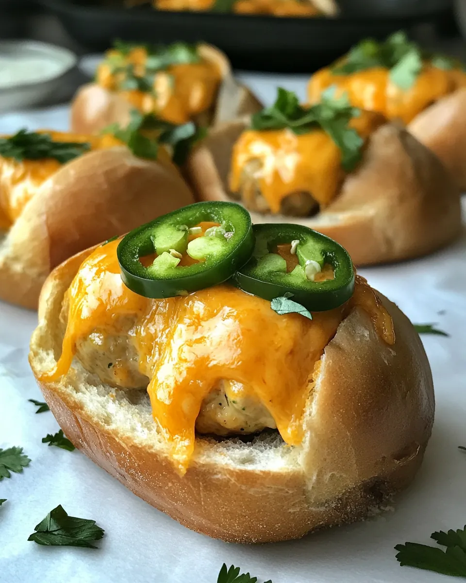 Jalapeño Cheddar Chicken Meatball Sandwiches