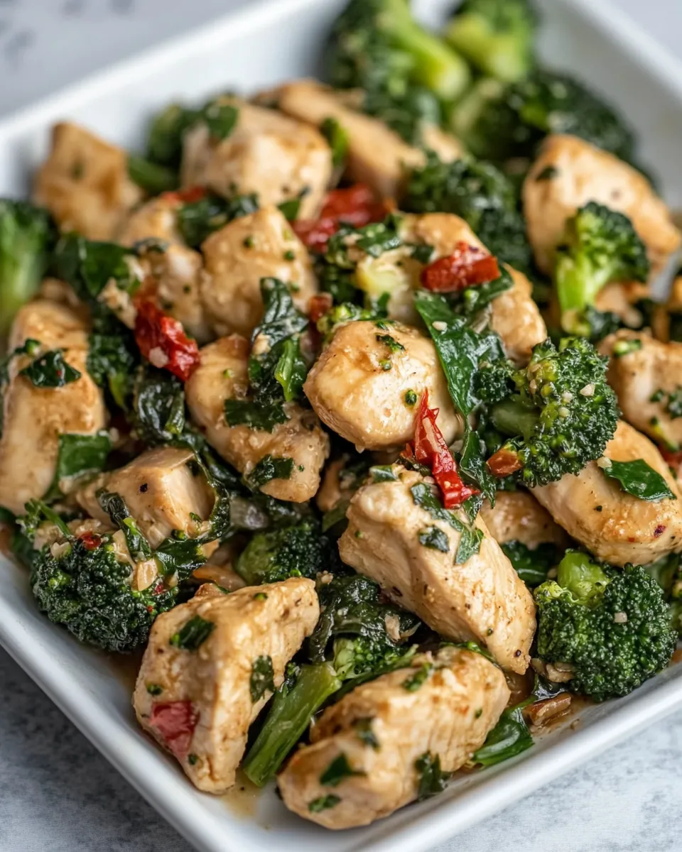Keto Garlic Chicken with Broccoli and Spinach