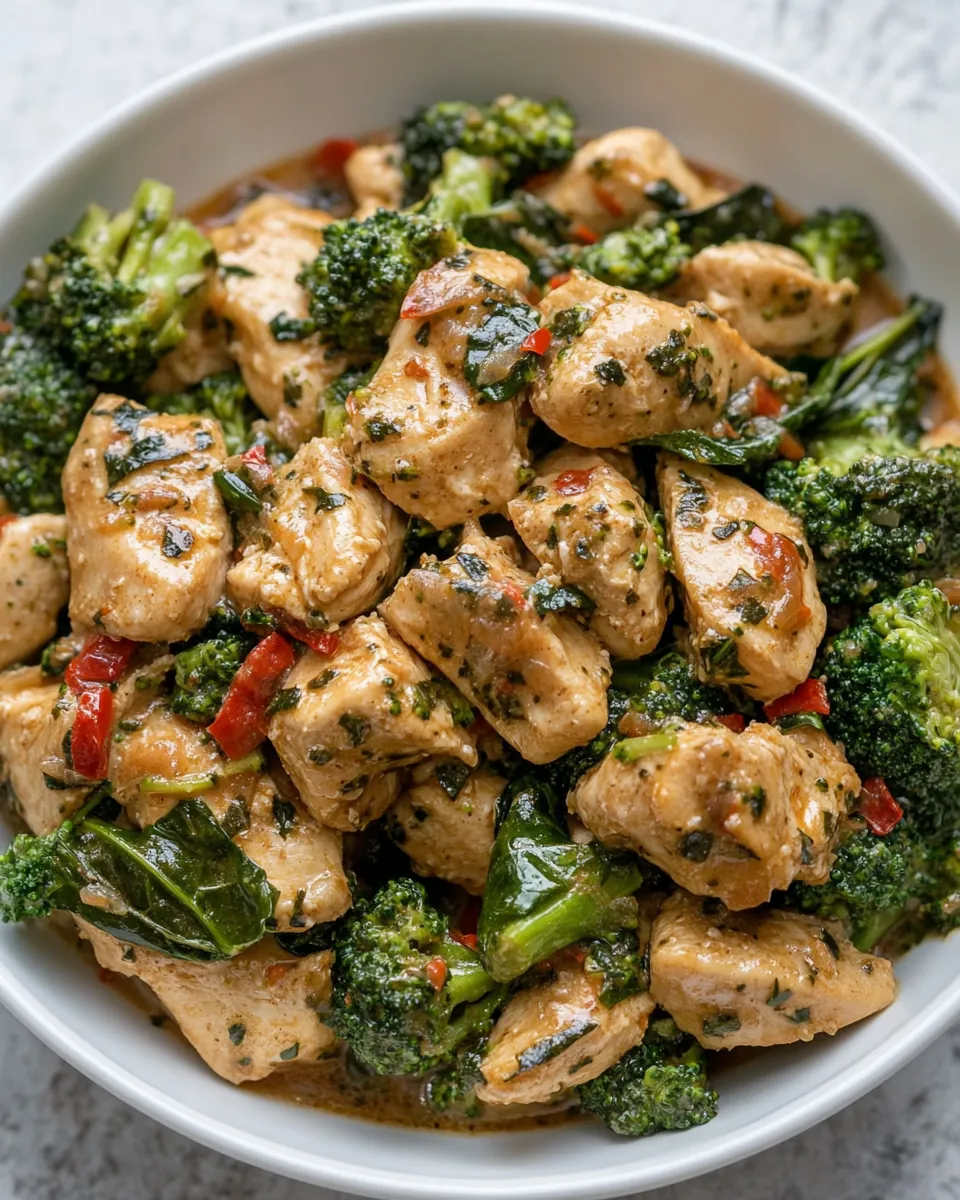 Keto Garlic Chicken with Broccoli and Spinach