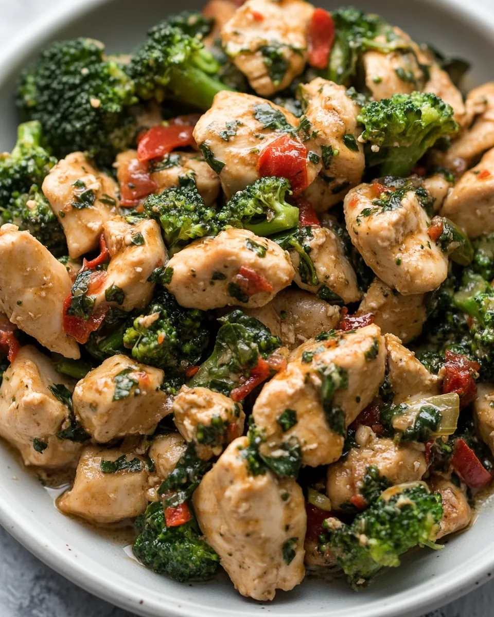 Keto Garlic Chicken with Broccoli and Spinach
