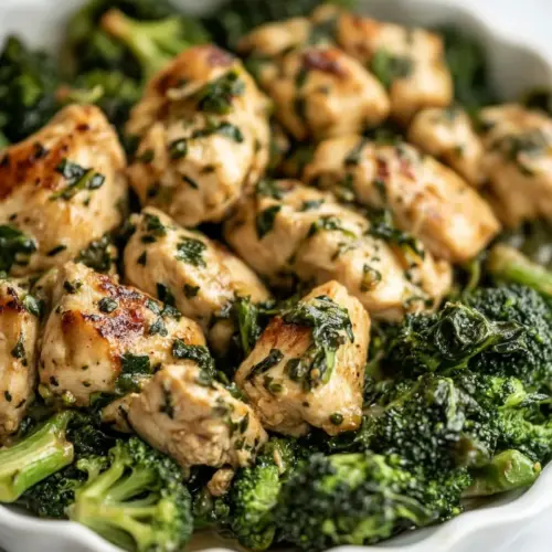 Keto Garlic Chicken with Broccoli and Spinach