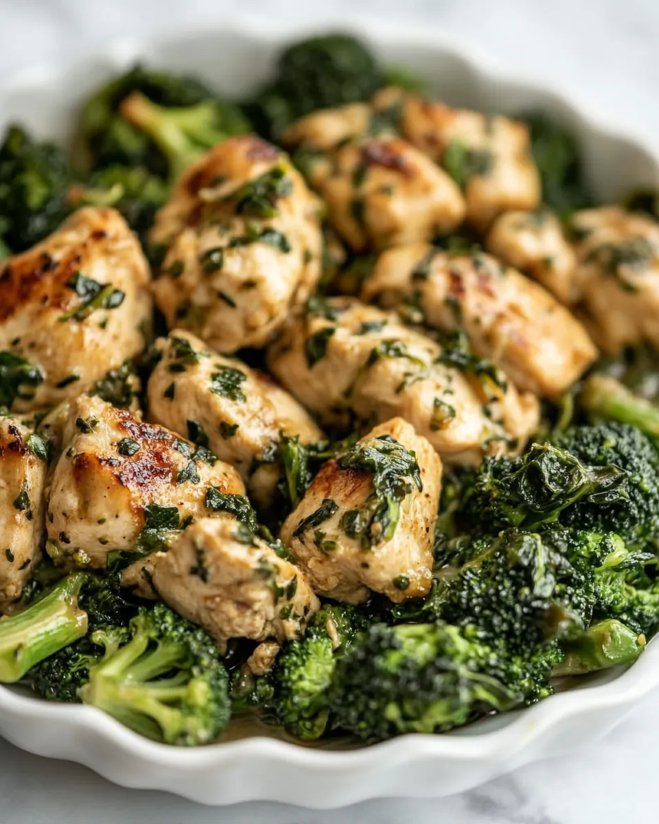 Keto Garlic Chicken with Broccoli and Spinach