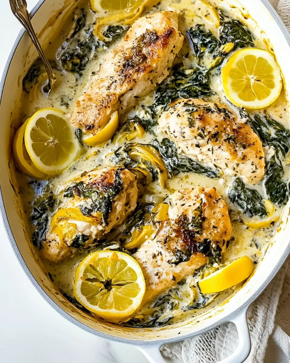 Lemon Butter Spinach Artichoke Chicken