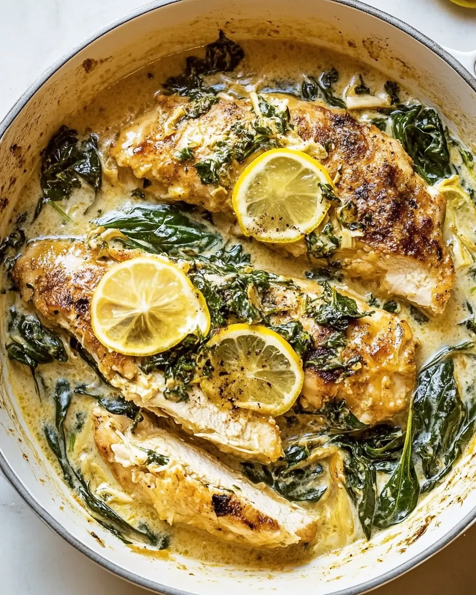 Lemon Butter Spinach Artichoke Chicken